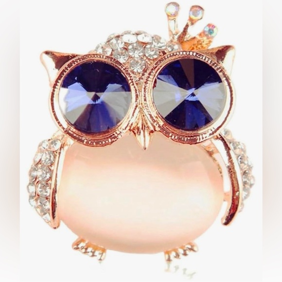 unknown Jewelry - Owl Brooch Pin Women's Fashion Jewelry Gold Tone Rhinestone Elegant Accessory
